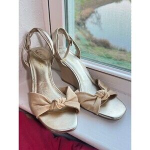 Lilly Pulitzer Emmie Gold & Tan Wedge Strappy Sandals Women’s Size 10